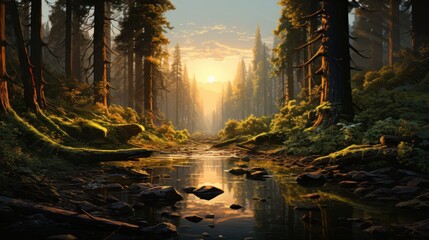 Fototapeta premium Sunrise in the Forest