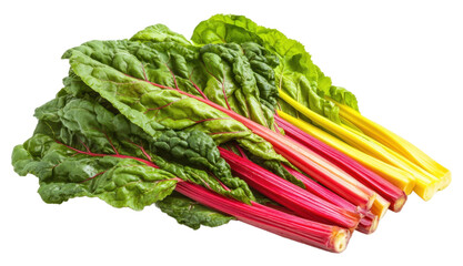 Bunch of swiss chard leaves isolated on a transparent background PNG