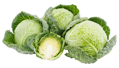 Fototapeta premium Cabbage set isolated on a transparent background PNG