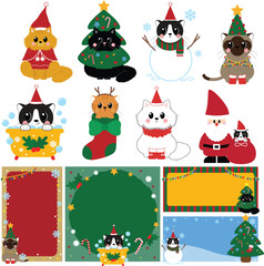 cute kitten, Christmas kitty, holiday kitten art, festive feline, winter pet clip art, Santa hat kitten, Christmas pet, holiday animal art, festive kitty illustration, snowy kitten