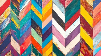 Fototapeta premium Colorful chevron pattern with vibrant hues and artistic textures, perfect for backgrounds and design projects.