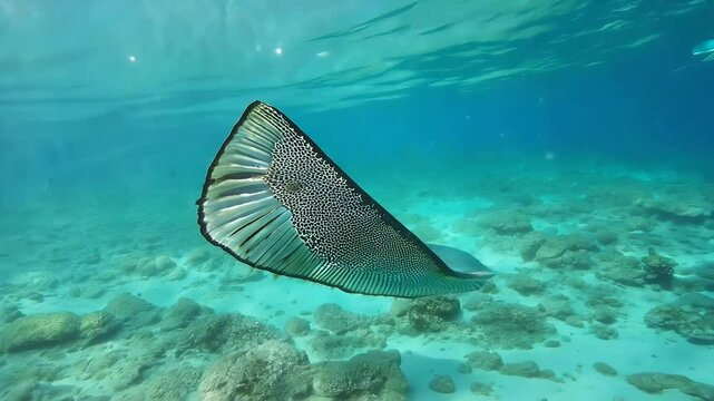 breathtaking slowmotion aerial view spotted eagle ray gracefully swimming filmed drone that gradually slows emphasizing natural beauty wildlife saint lucia tropical animal