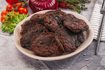 Liver pancakes in the bowl