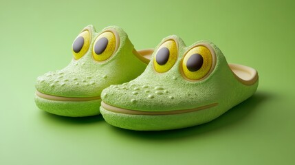 Fun frog-themed slippers with textured design and 3D eyes, perfect for playful footwear and cozy home comfort