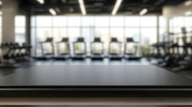 Modern Black Table Top in Gym Interior