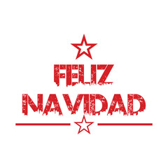 Feliz Navidad with stars Happy Christmas in Spanish with Christmas toy and phrase
