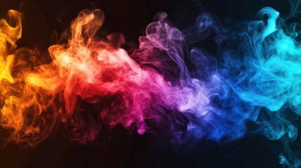 Obraz premium Abstract colorful smoke on black background.