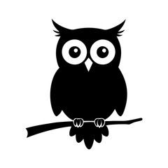Owl icon vector art design, Owl bird silhouette, Owl icon flat vector icon Representing Nocturnal Wildlife, Forest Creatures, and Whimsical Nature Elements