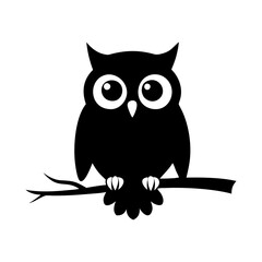 Obraz premium Owl icon vector art design, Owl bird silhouette, Owl icon flat vector icon Representing Nocturnal Wildlife, Forest Creatures, and Whimsical Nature Elements