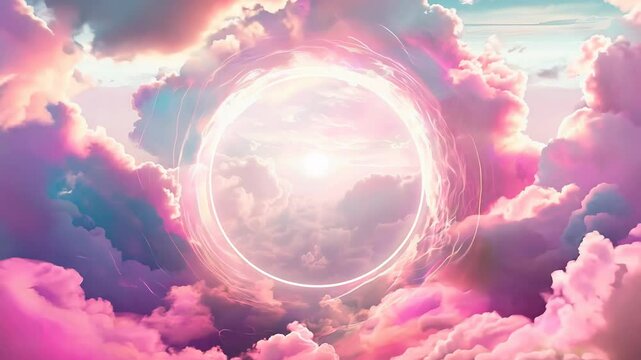 Ethereal Clouds with Glowing Circle