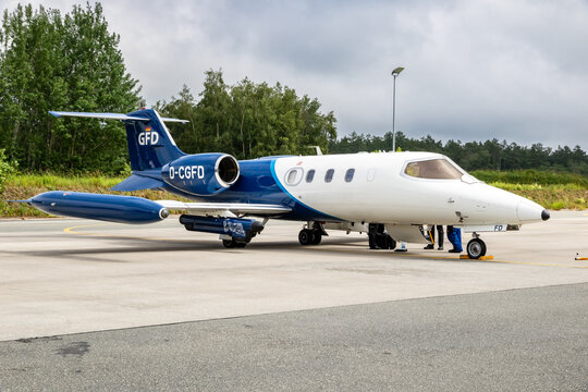 Bombardier Learjet 35A plane from Gesellschaft fur Flugzieldarstellung (GFD) on the tarmac of Hohn Air Base. Germany