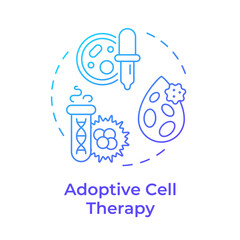 Adoptive cell therapy blue gradient concept icon. Immunotherapy type. Cancer treatment. Lab equipment. Round shape line illustration. Abstract idea. Graphic design. Easy to use in article