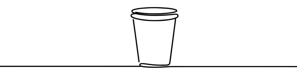 Continuous line drawing representing a coffee cup. Vector illustration.