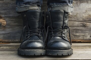 Big Shoes: Child's Feet in Big Black Shoes, Caucasian Boy's Childhood