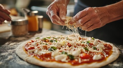 Senior Couple Shredding Cheese for Fresh Pizza in Fun Cooking Class