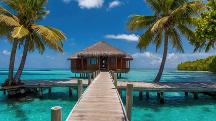 Blue Lagoon at an overwater bungalow in the Maldives