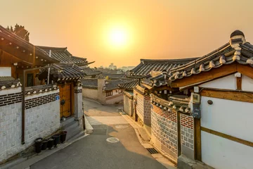 Traditional Korean style architecture at Bukchon Hanok Village in Seoul, South Korea, Bukchon Hanok Village in Seoul, South Korea, History culture of Seoul Bukchon Hanok, South Korea.