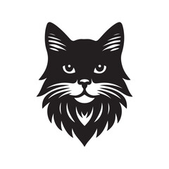 Silhouette of Black Cat Head - Vector Illustration.