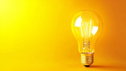 Innovative Yellow Light Bulb Radiates Ideas; Palette: Bright, Warm Tones 