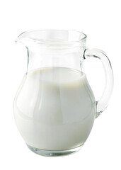 fresh milk in glass jug, transparent background, pro PNG transparent background