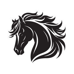 Black Silhouette of Horse Head - Vector Illustration.