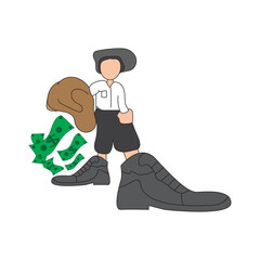 illustration of a man holding a suitcase filled with money