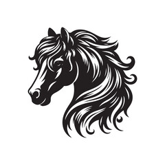Black Silhouette of Horse Head - Vector Illustration.