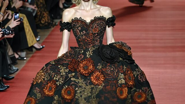 Elegant Fashion Show Highlights Stunning Floral Couture at the Autumn Collection Event in Paris, Showcasing Creativity and Artistry