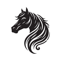 Horse Head Silhouette Vector - Black Design.
