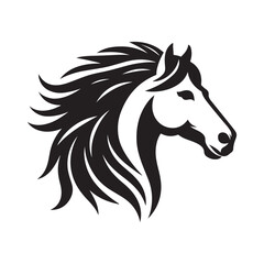 Horse Head Silhouette Vector - Black Design.