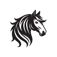 Vector Illustration of Horse Head in Black Silhouette.
