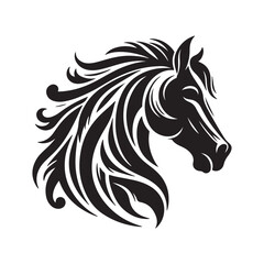 Black Horse Head Silhouette - Vector Graphic.