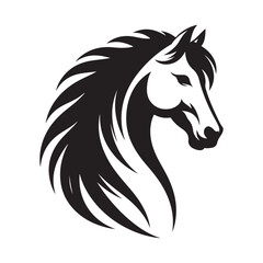 Black Horse Head Silhouette - Vector Graphic.