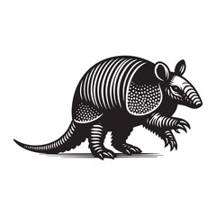 Armadillo Vector Silhouette on Plain White Background.