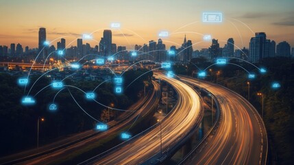 Futuristic Tech Interface Over Modern Cityscape