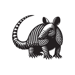 Armadillo Vector Silhouette on Plain White Background.