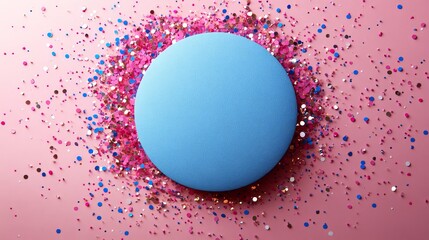 Colorful Celebration Background with Confetti on a Soft Pink Background