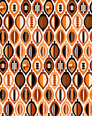 cacao pods geometric  seamless pattern in warm beige brown terracotta colors seamless  pattern, vector illustration repeat print design