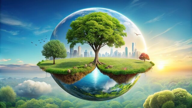 Sustainable utopia with harmony between nature and humanity
