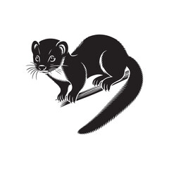 Vector Illustration of Weasel Silhouette on White.