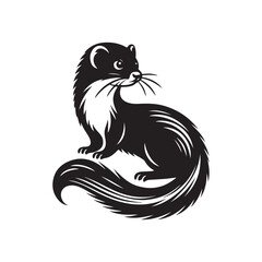Vector Illustration of Weasel Silhouette on White.