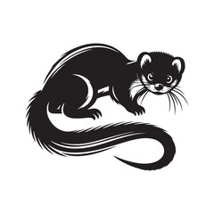 Vector Illustration of Weasel Silhouette on White.