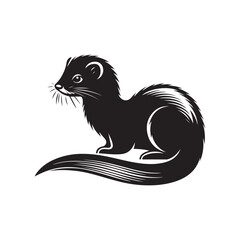 Weasel Silhouette Graphic in Vector Format, White Background.