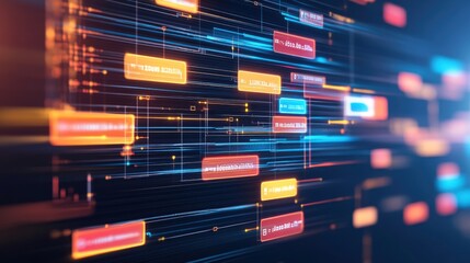 High Tech Interface with Linked Text Boxes