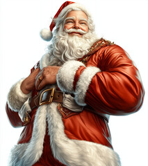 Santa Claus in Hero pose. Super Santa. Santa in action pose. Santa hero. Xmas hero. Action movie Santa. Handsome Santa. Guardian Santa.