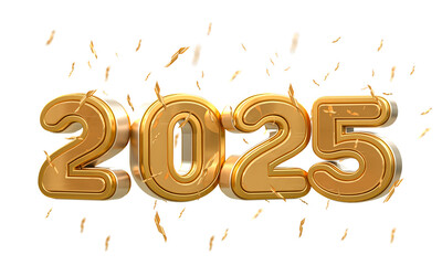 3d rendering Happy new year 2025 gold 3d text effect banner design template