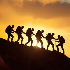 Fototapeta premium Reaching the summit through a united effort