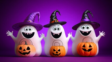 Cute 3D Ghost Characters for Friendly Celebrations