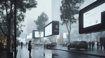 Modern Urban Interface with Digital Displays