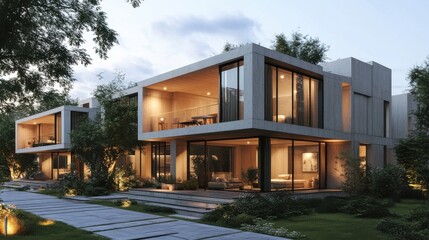 Contemporary urban townhouse with rooftop terrace.